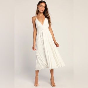Lulu’s Essentially Elegant White Sleeveless Backless Midi Dress